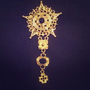 St John Gold and Black Brooch